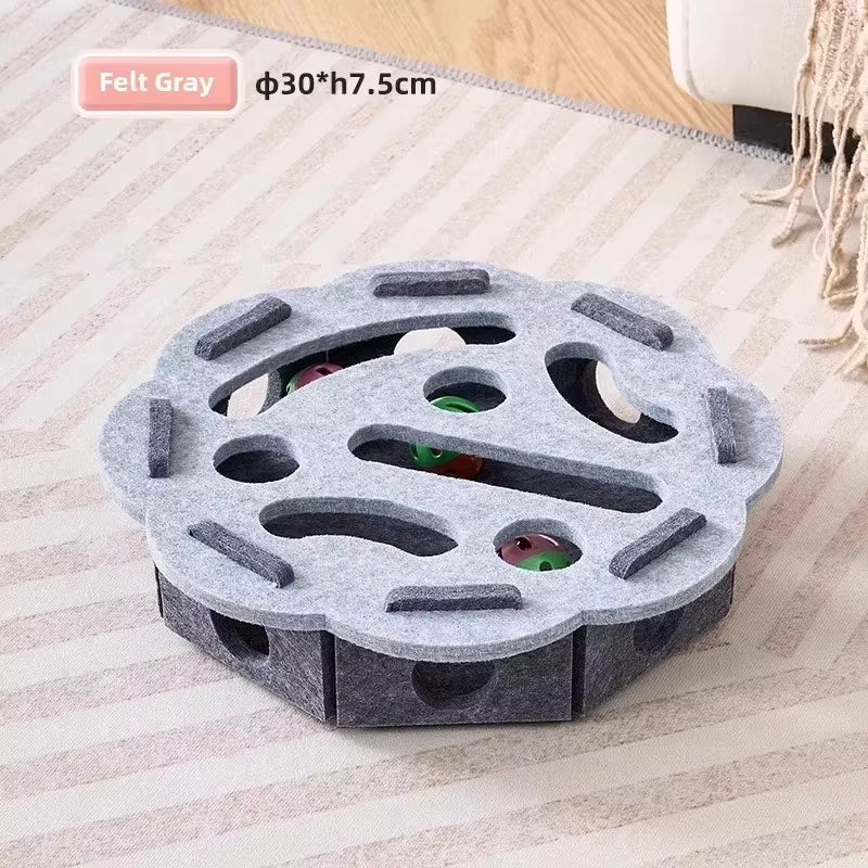 Cat Puzzle Toy Felt Puzzle Box Cat Exercise Toy with Ball Indoor Sports Entertainment Hunting Cat Toys for Indoor Cats