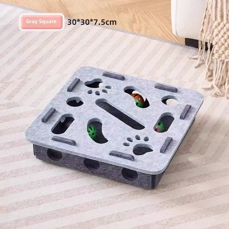 Cat Puzzle Toy Felt Puzzle Box Cat Exercise Toy with Ball Indoor Sports Entertainment Hunting Cat Toys for Indoor Cats