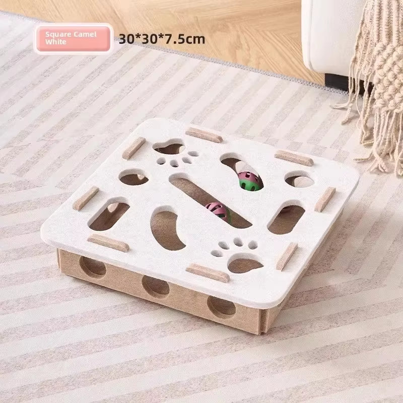 Cat Puzzle Toy Felt Puzzle Box Cat Exercise Toy with Ball Indoor Sports Entertainment Hunting Cat Toys for Indoor Cats